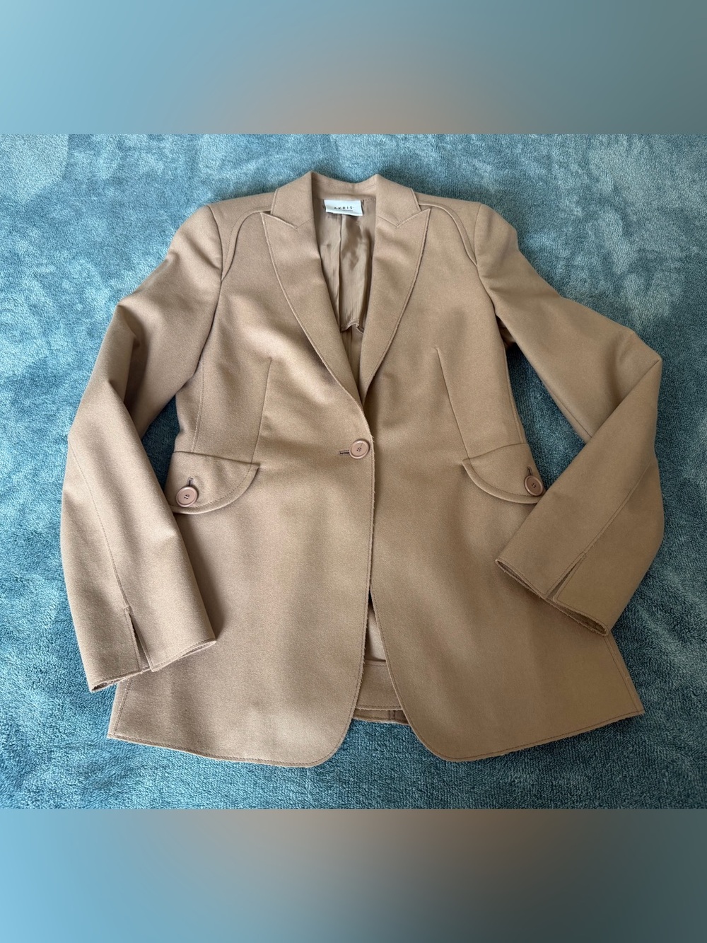 Akris Punto Women's 100% Wool Blazer Jacket Camel Tan Size US 4 Classic Fall